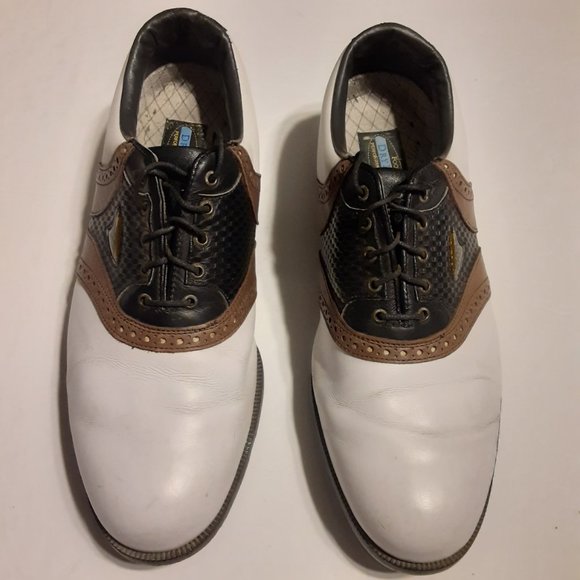 Footjoy Men's Dry ICE White/Black/Brown Soft Spike Golf Shoes 59905P Size 10.5W - Picture 3 of 8